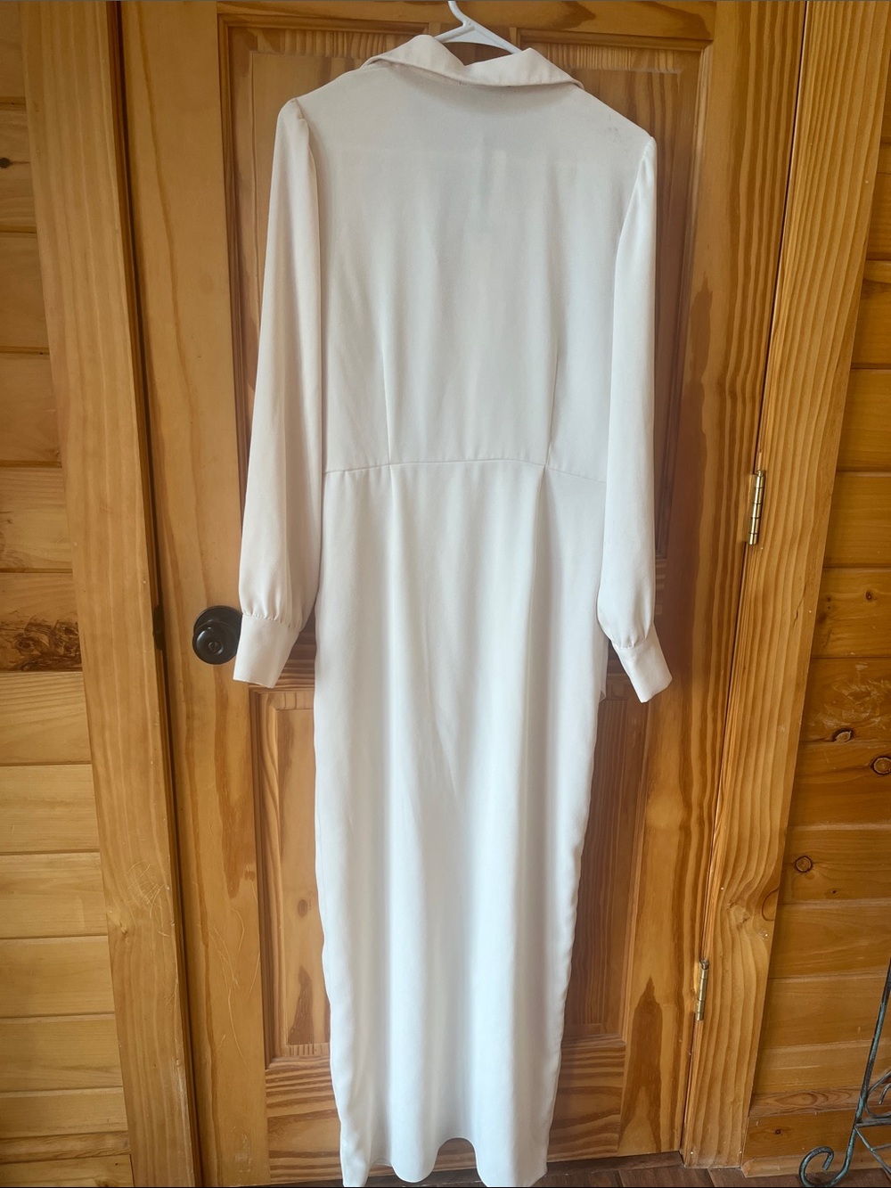 Alexa Admor Cream Long-Sleeve Draped Wrap Dress - Size 10 - Picture 8 of 10